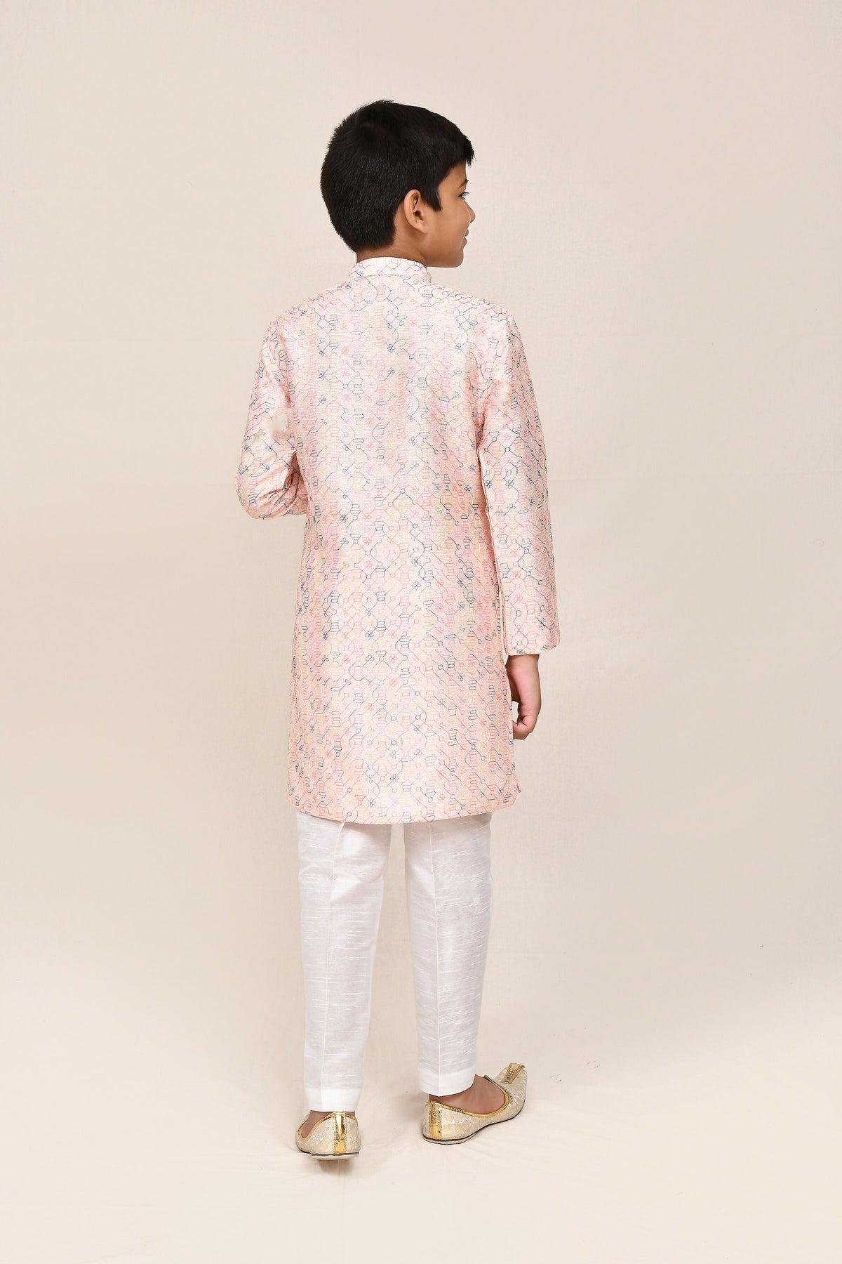 Joban Fashion Art Silk Baby Pink Kurta With Straight Fit Pant | Grocsy