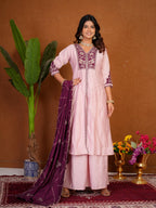 Lehenga Mart Designer Anarkali Suit With Kurta Palazzo Dupatta For Women-Baby Pink | Grocsy