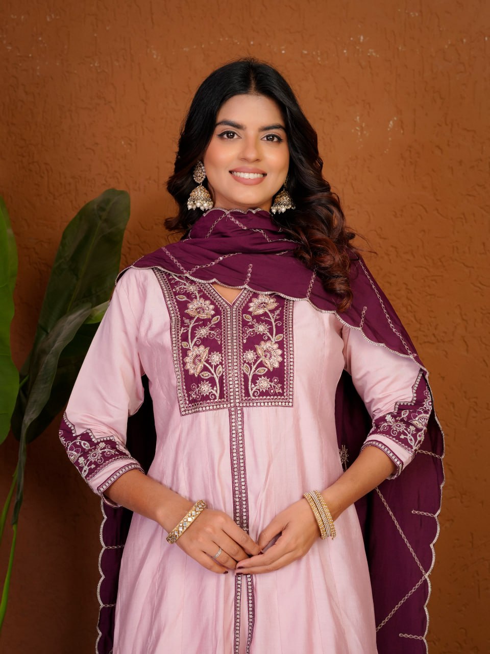 Lehenga Mart Designer Anarkali Suit With Kurta Palazzo Dupatta For Women-Baby Pink | Grocsy