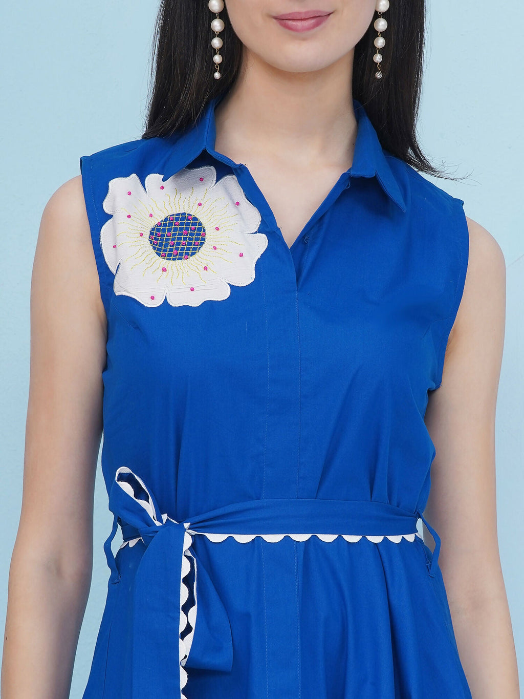Joban Fashion Royal Blue Dress with Belt | Grocsy