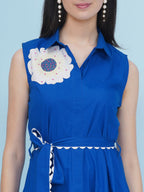 Joban Fashion Royal Blue Dress with Belt | Grocsy