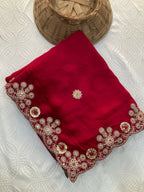 Teeya Creation New Trendy Party Wear Soft Satin Chiffon Saree-Pink | Grocsy