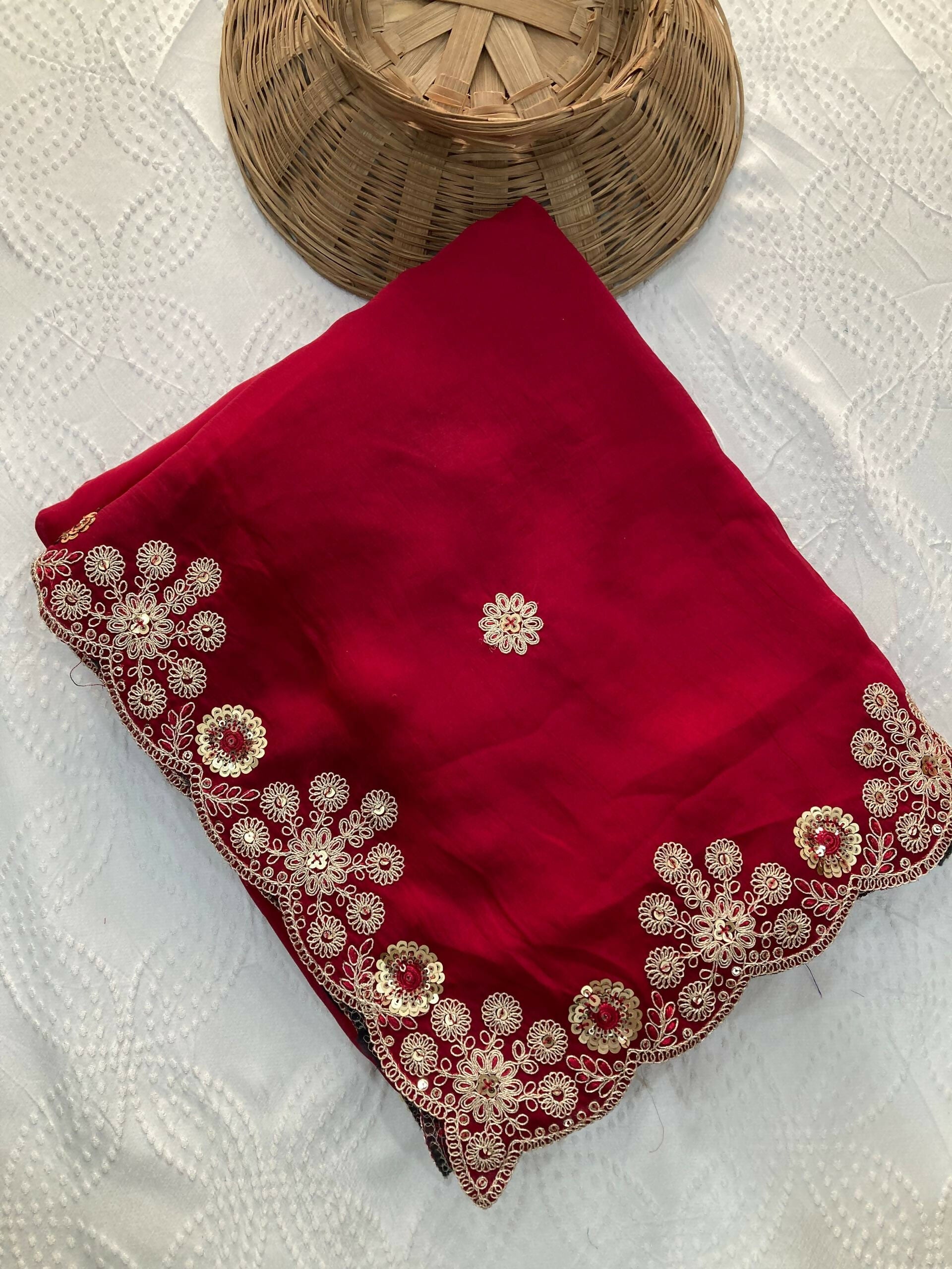 Teeya Creation New Trendy Party Wear Soft Satin Chiffon Saree-Pink | Grocsy