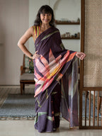Suta Purple Floral Pure Cotton Saree | Grocsy
