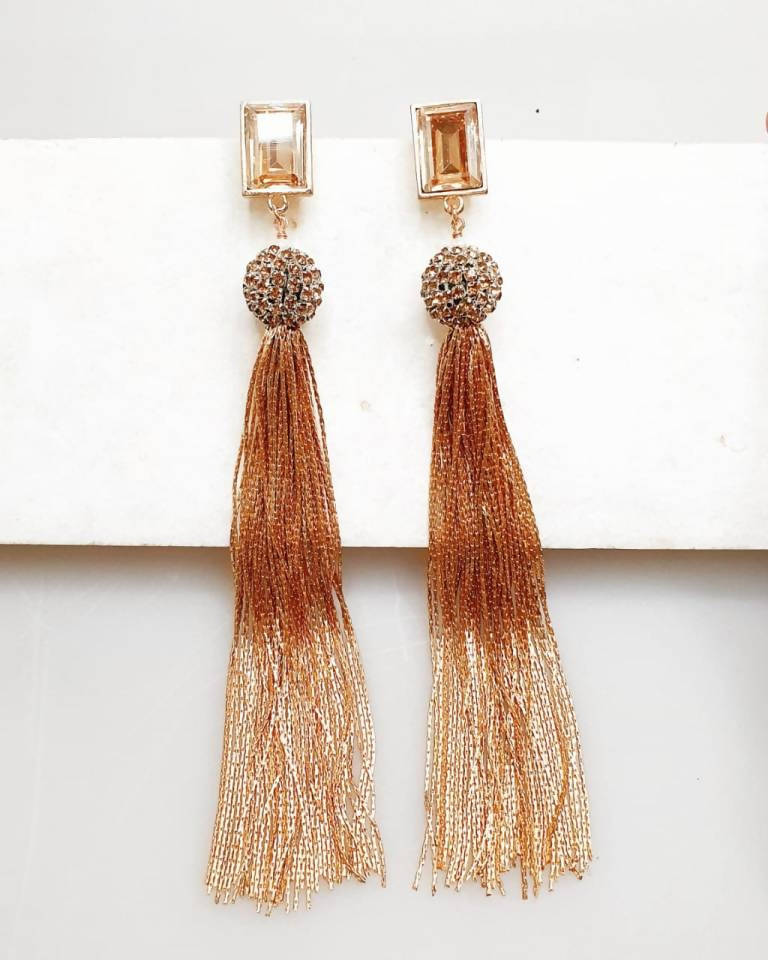 Bling Accessories Swarovski Golden Shadow Earrings | Grocsy
