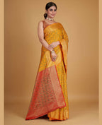 Mustard Silk Woven Design Saree With Unstitched Blouse Piece - Akshita | Grocsy