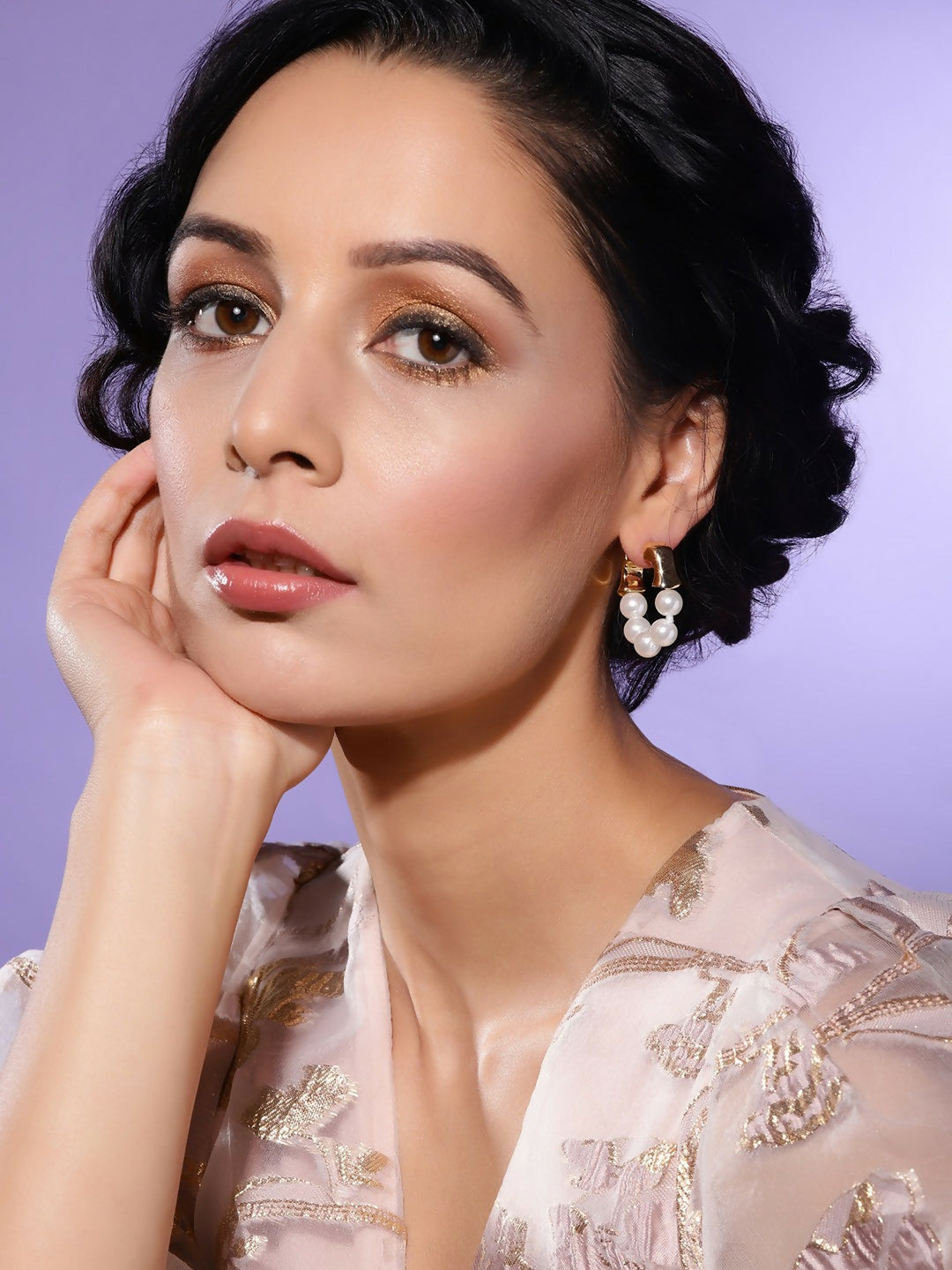 Hoop Pearl Earrings- Ruby Raang | Grocsy