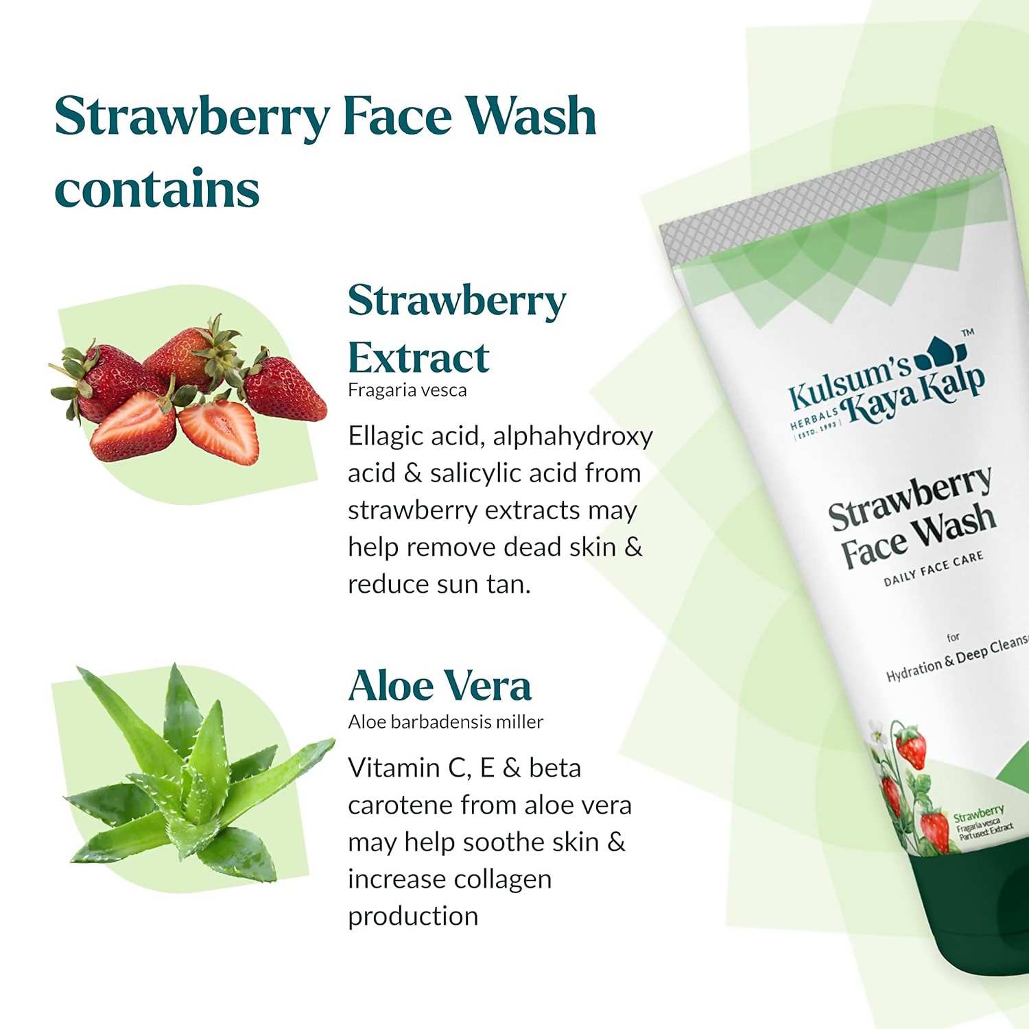 Kulsum's Kaya Kalp Straberry Face Wash For Hydration & Deep Cleanse | Grocsy