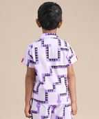 Snakes and Ladders Boys Purple Table Print Shirt from Siblings Collection | Grocsy