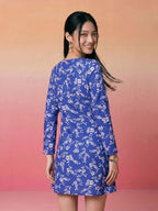 Janasya Royal Blue Panelled Rayon Blend Dress | Grocsy