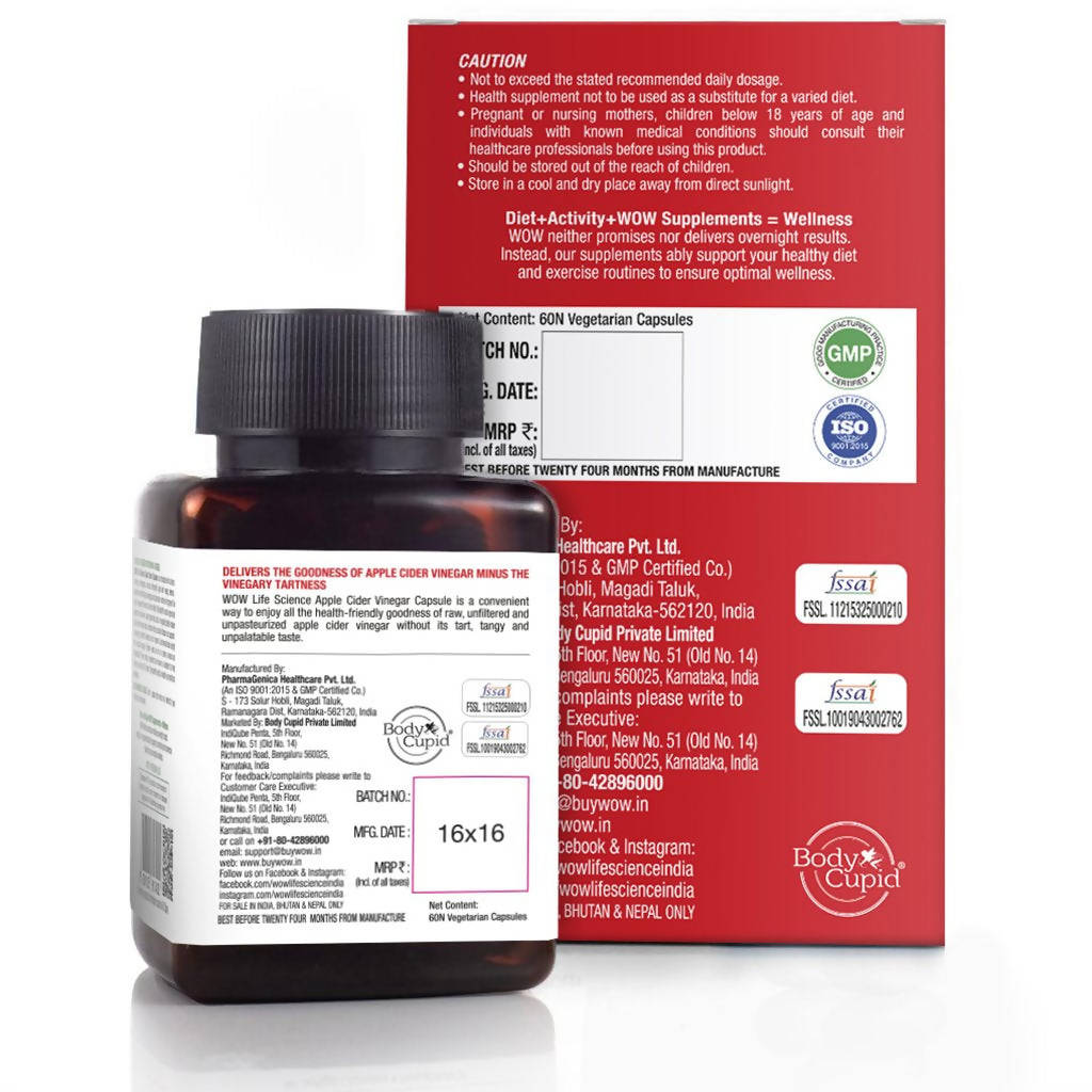 Wow Life Science Apple Cider Vinegar Capsules | Grocsy
