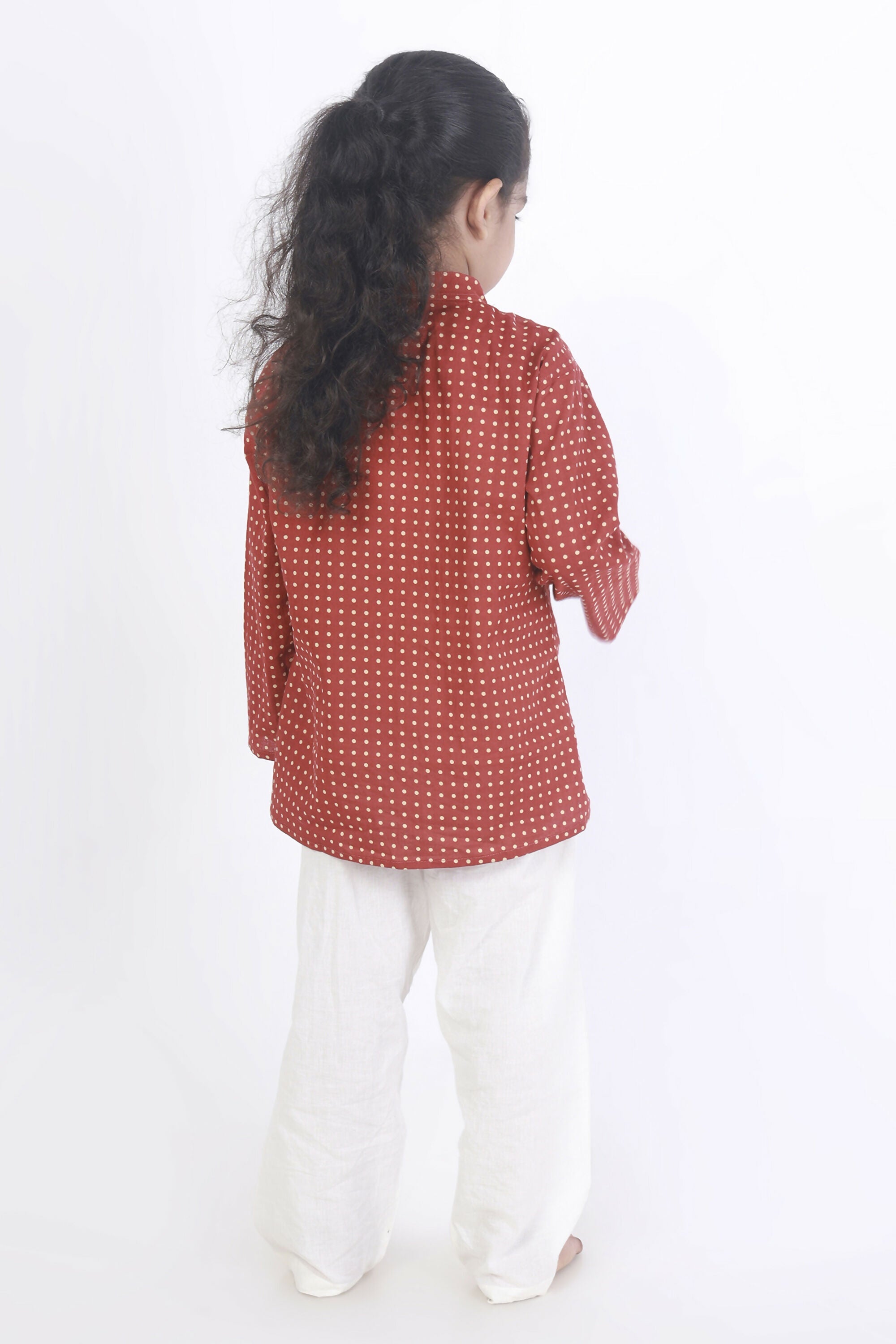 Breathables Kids Cotton Night Suit – Red Polka Dot Kurta & Pyjama Co-Ord Set For Boys & Girls | Grocsy