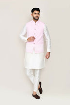 Joban Fashion White Colored Art Silk Fabric Kurta, Jacket With Straight Fit Pant | Grocsy