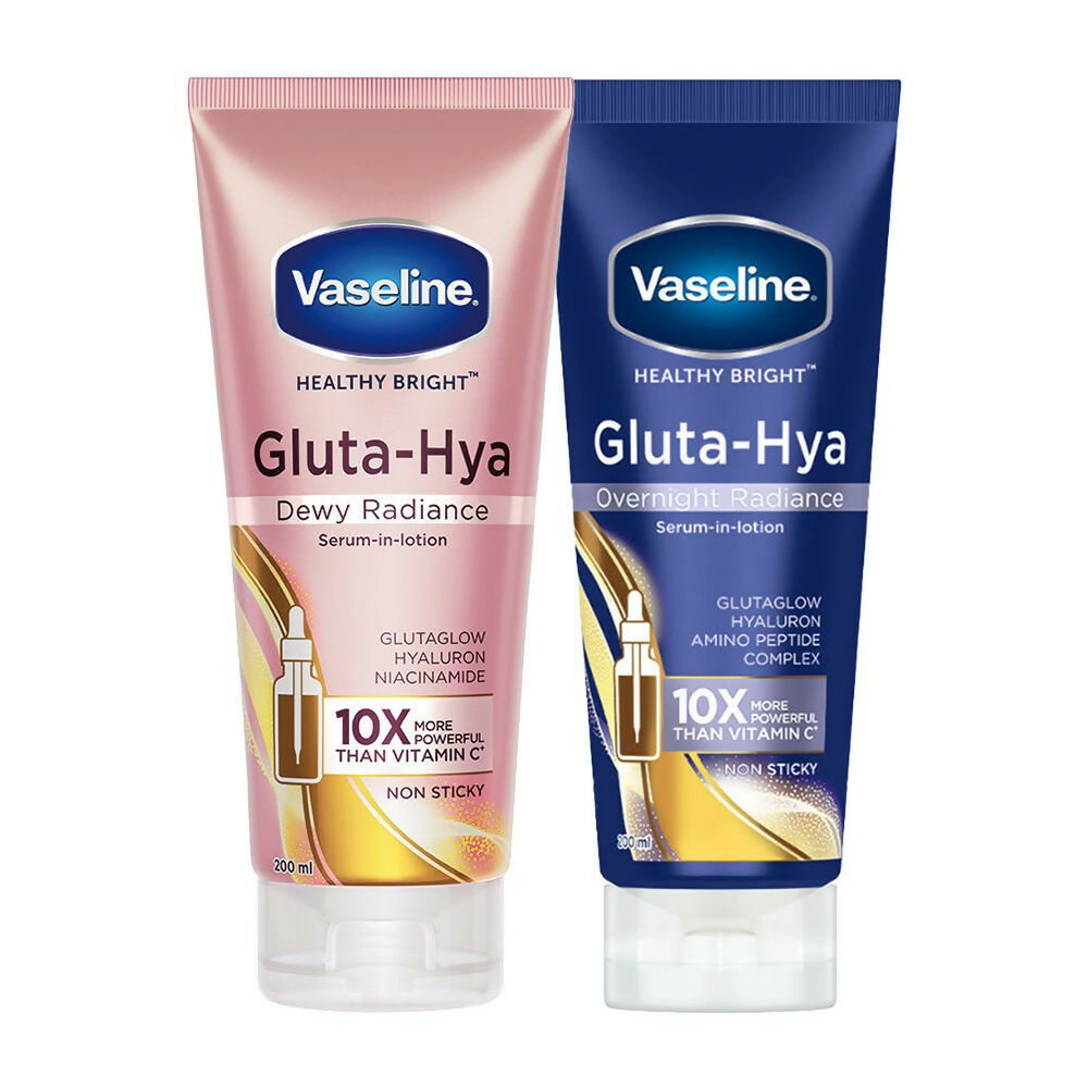 Vaseline Gluta-Hya Dewy Radiance & Overnight Radiance Serum-In-Lotion Combo | Grocsy