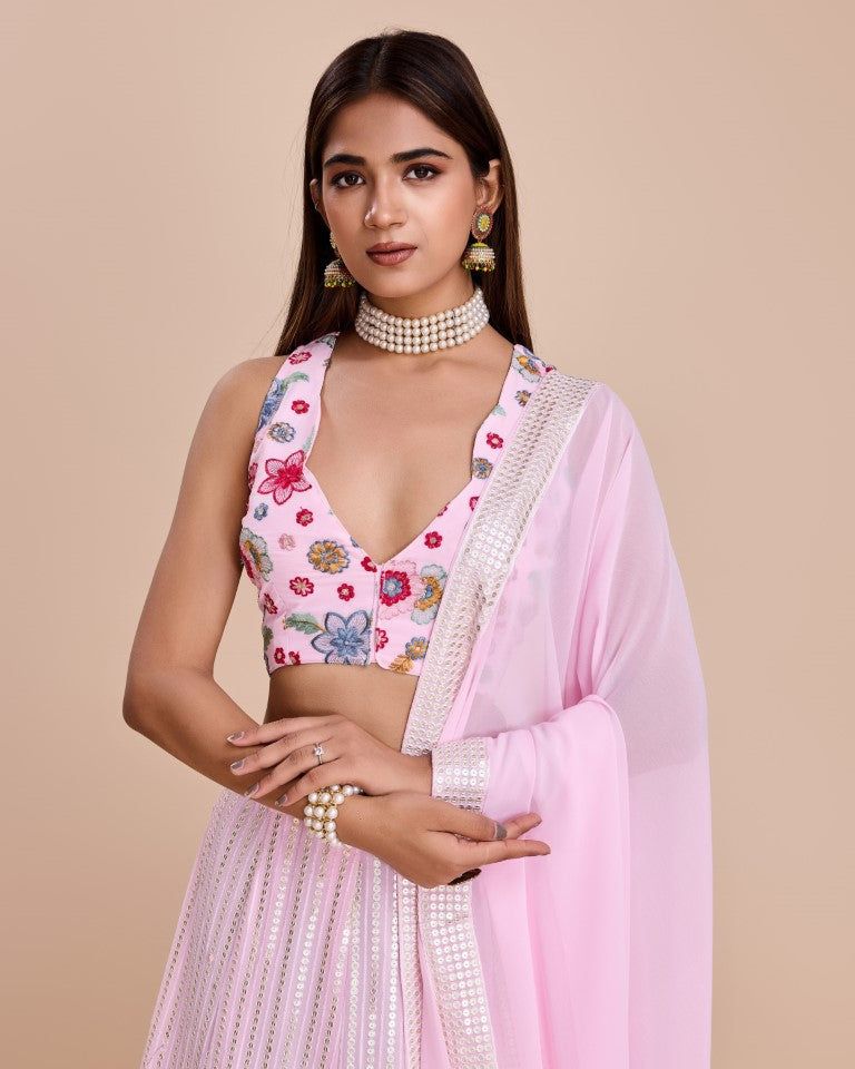 Lehenga Mart Designer Wedding Lehenga Choli For Women - Baby Pink | Grocsy