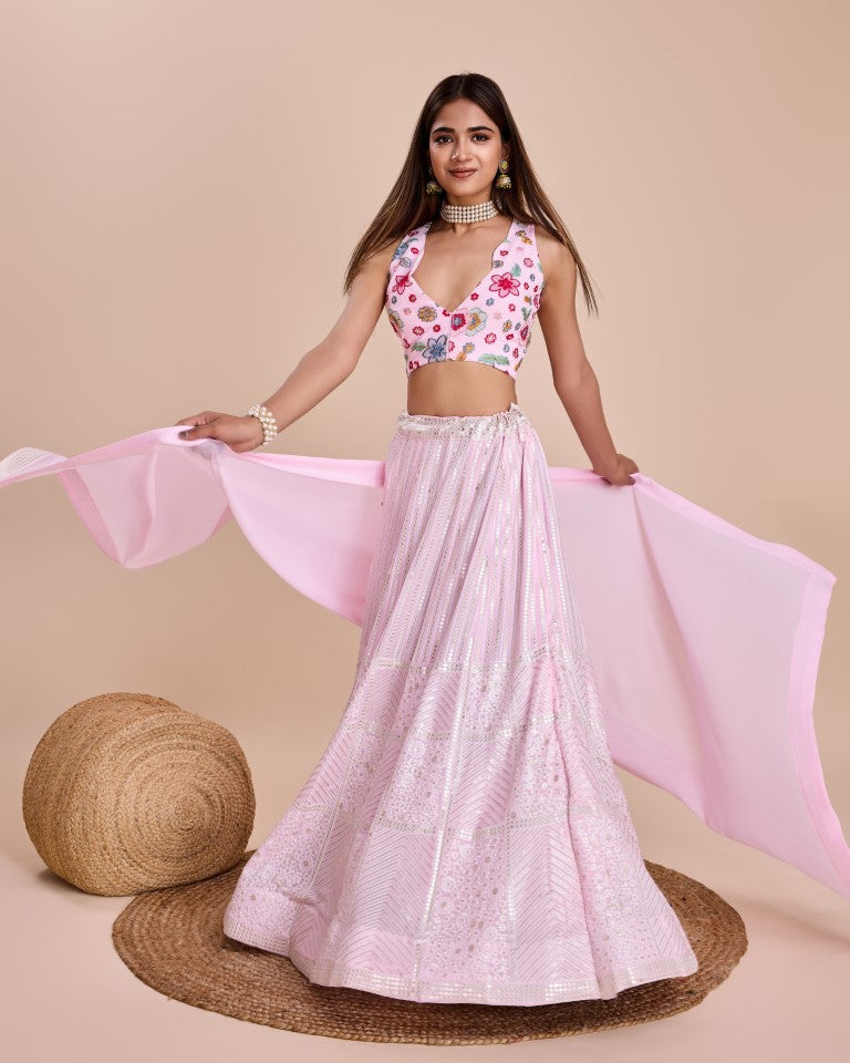 Lehenga Mart Designer Wedding Lehenga Choli For Women - Baby Pink | Grocsy