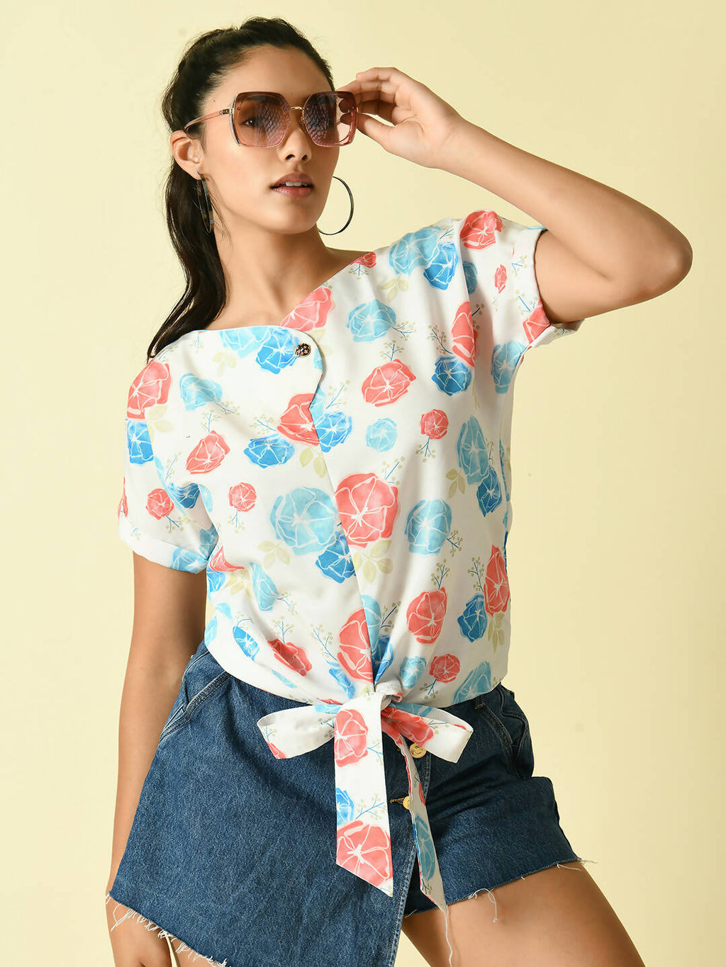 Myshka Women's White Floral Printed Top | Grocsy