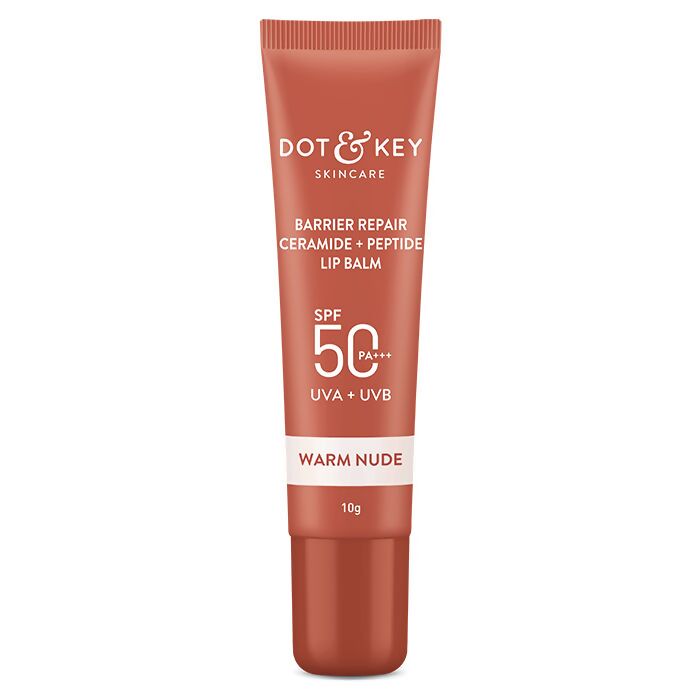 Dot & Key Barrier Repair Ceramide & Peptide SPF 50 PA+++, UVA+UVB Lip Balm - Warm Nude | Grocsy