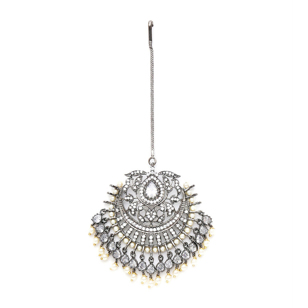 Oversized Diamond Maang Tikka- Ruby Raang | Grocsy