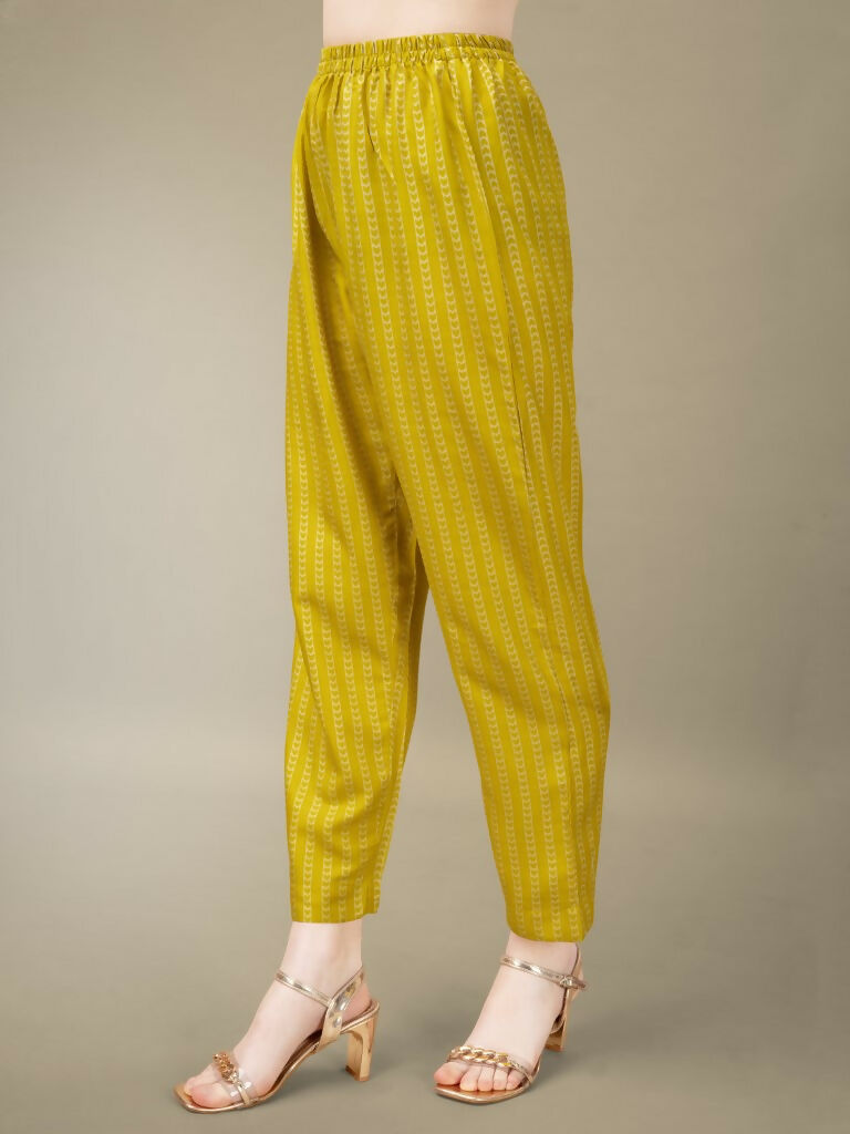 Jyoti Fashion Women's Yellow Rayon Embroidery & Sequence work Kurta with Trouser & Dupatta | Grocsy