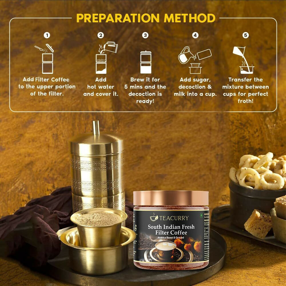 Teacurry South Indian Filter Coffee (100% Arabica Ground Coffee) for Authentic South Indian Taste - Kaapi Coffee | Grocsy
