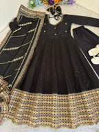 Teeya Creation Womens New Fancy Silk Heavy Quality Fabric With Handwork Black Gown Set | Grocsy