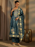 Teeya Creation Teal Color Barsana Silk Pakistani Style Salwar Suit | Grocsy