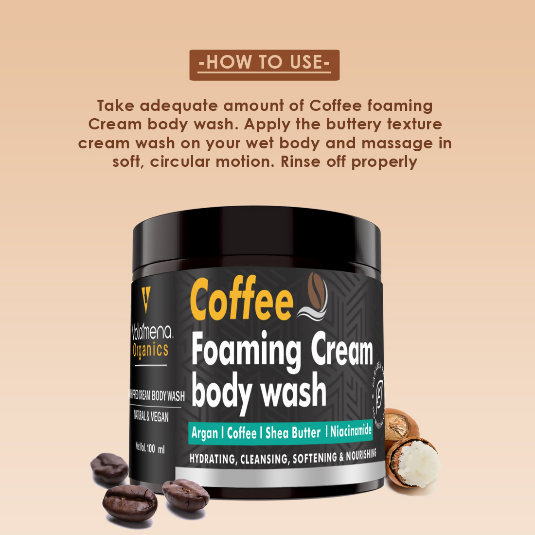 Volamena Organics Arabica Coffee Foaming Cream Body Wash | Grocsy