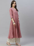 Miravan Women's Pure Cotton Floral Print Long Anarkali Kurta | Grocsy