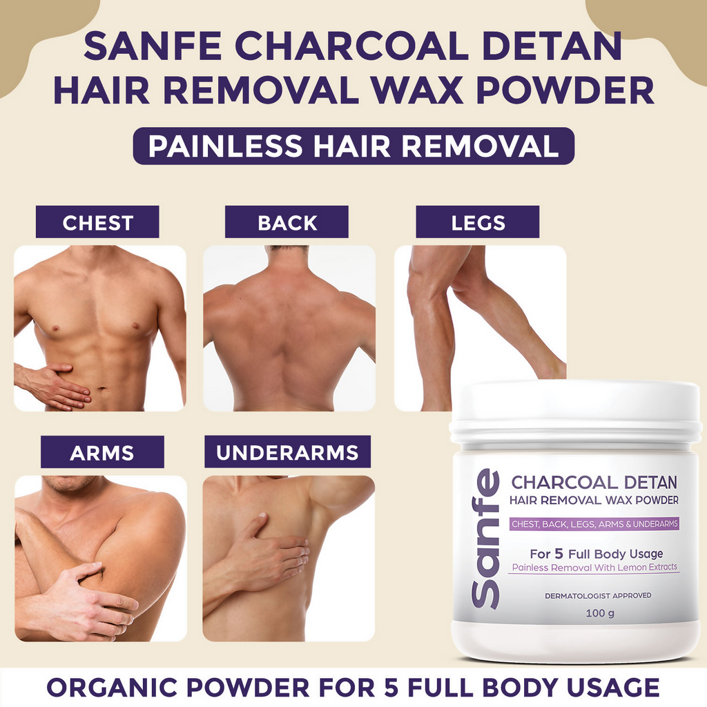 Sanfe Charcoal Detan Hair Removal Wax Powder | Grocsy