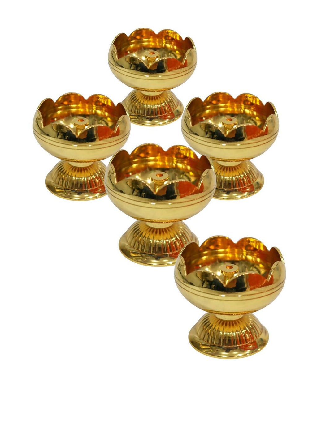 Tied Ribbons Gold Toned 5 Pieces Akhand Brass Diyas | Grocsy