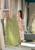 Designer Stylish Cream Slim Georgette Stitched Suit With Dupatta - Kiyara | Grocsy