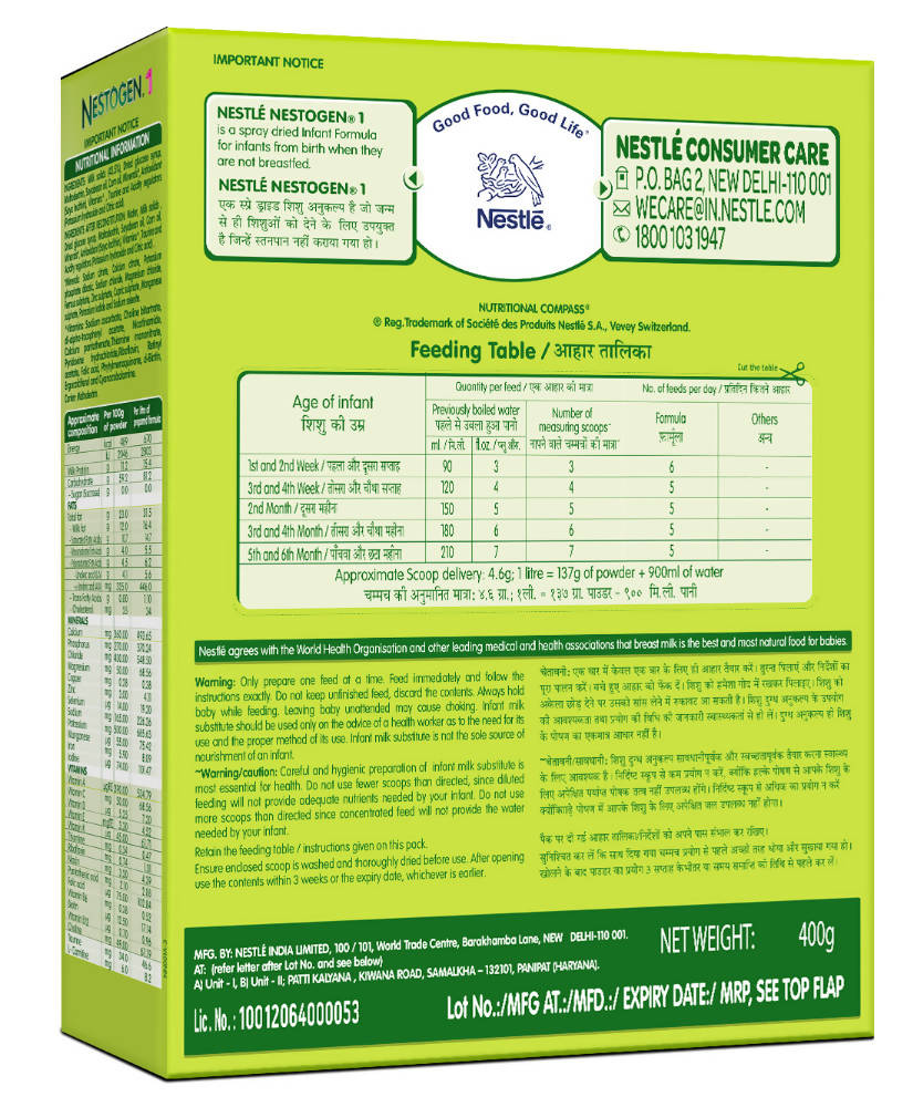 Nestle Nestogen Infant Formula Powder Upto 6 Months Stage 1 | Grocsy