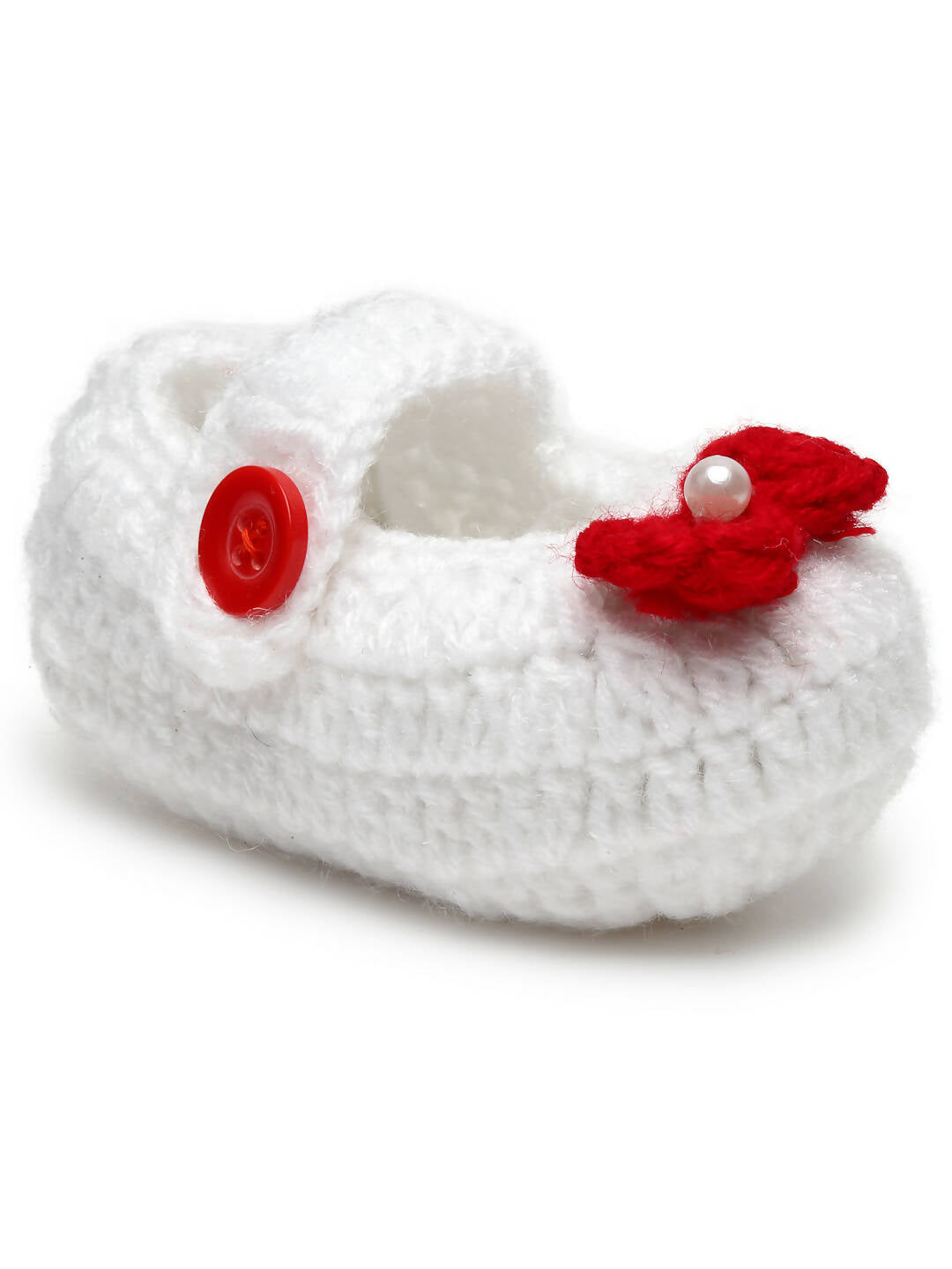 Chutput Kids Woollen Hand Knitted Bow Detailed Booties - White | Grocsy