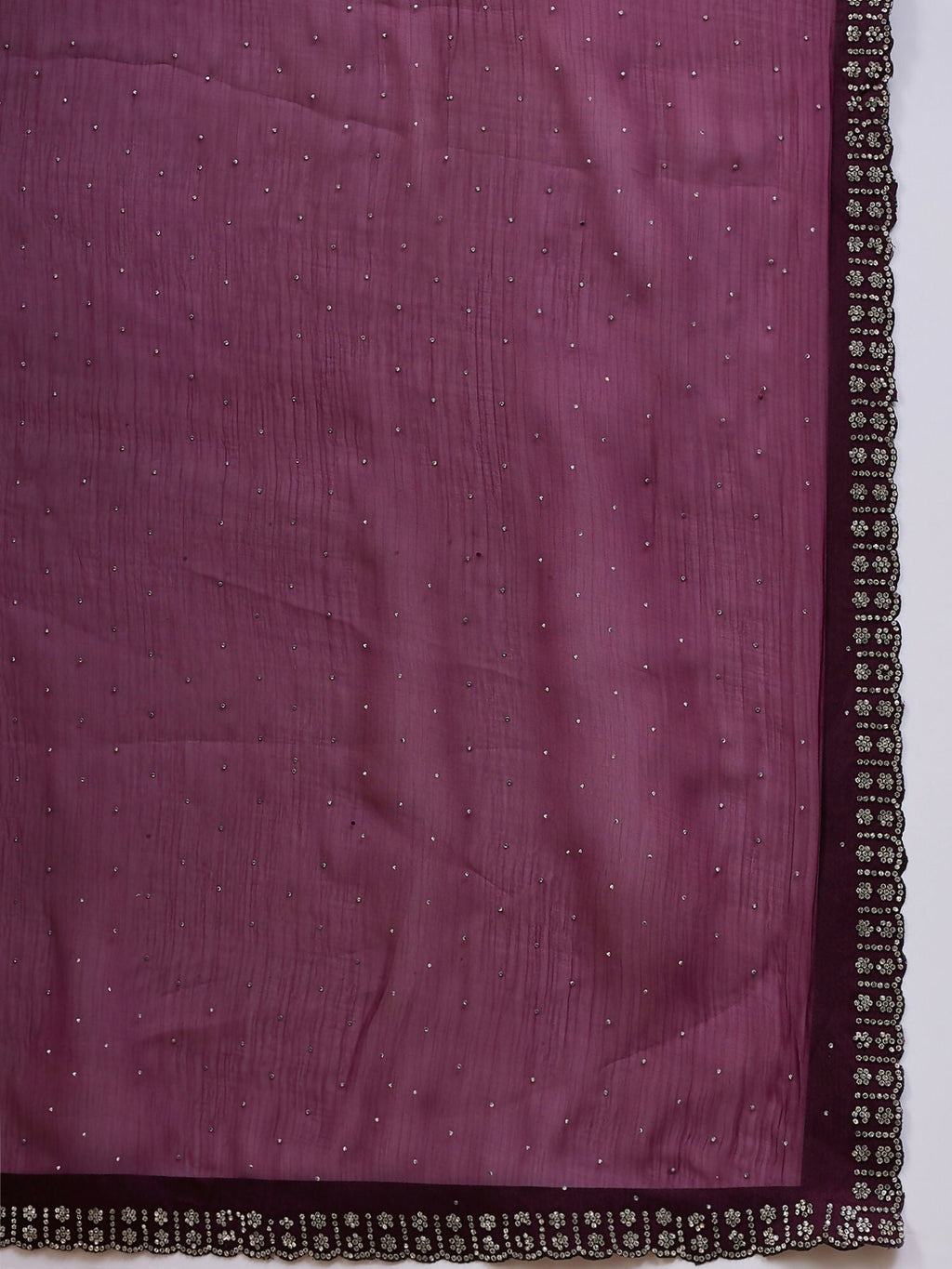 Purple Organza Swaroski Diamond Work Saree with Unstitched Blouse - Radha | Grocsy