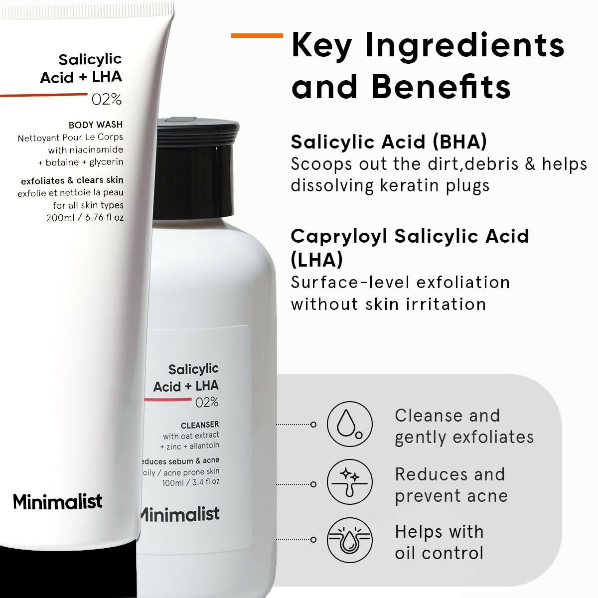 Minimalist Salicylic Acid Face Wash and Body Wash Combo | Grocsy