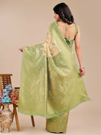 Shree Shyam Fashion Banarasi Silk Cream & Light Green Saree | Grocsy