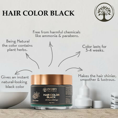 Ivory Natural Black Hair Color - Plant-Based Natural Hair Color - Both For Men Women | Grocsy