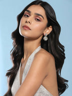 Clear Stone Kundan Earrings with Diamond Detailing- Ruby Raang | Grocsy