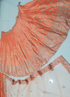 Jyoti Fashion Delightful Orange Sequins, Zari with Embroidered Devsena Silk Lehenga Choli with Dupatta | Grocsy