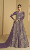 Vastranavya Lite Lavender Georgette Embroidered Sequins Work Anarkali Style A Line Suits | Grocsy