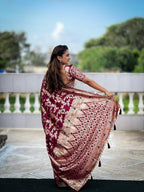 Vedant Vastram Soft Dola Silk Fancy Jacquard Bollywood Saree - Wine | Grocsy