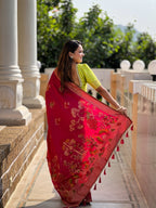 Vedant Vastram Soft Dola Silk Fancy Jacquard Bollywood Saree - Pink | Grocsy