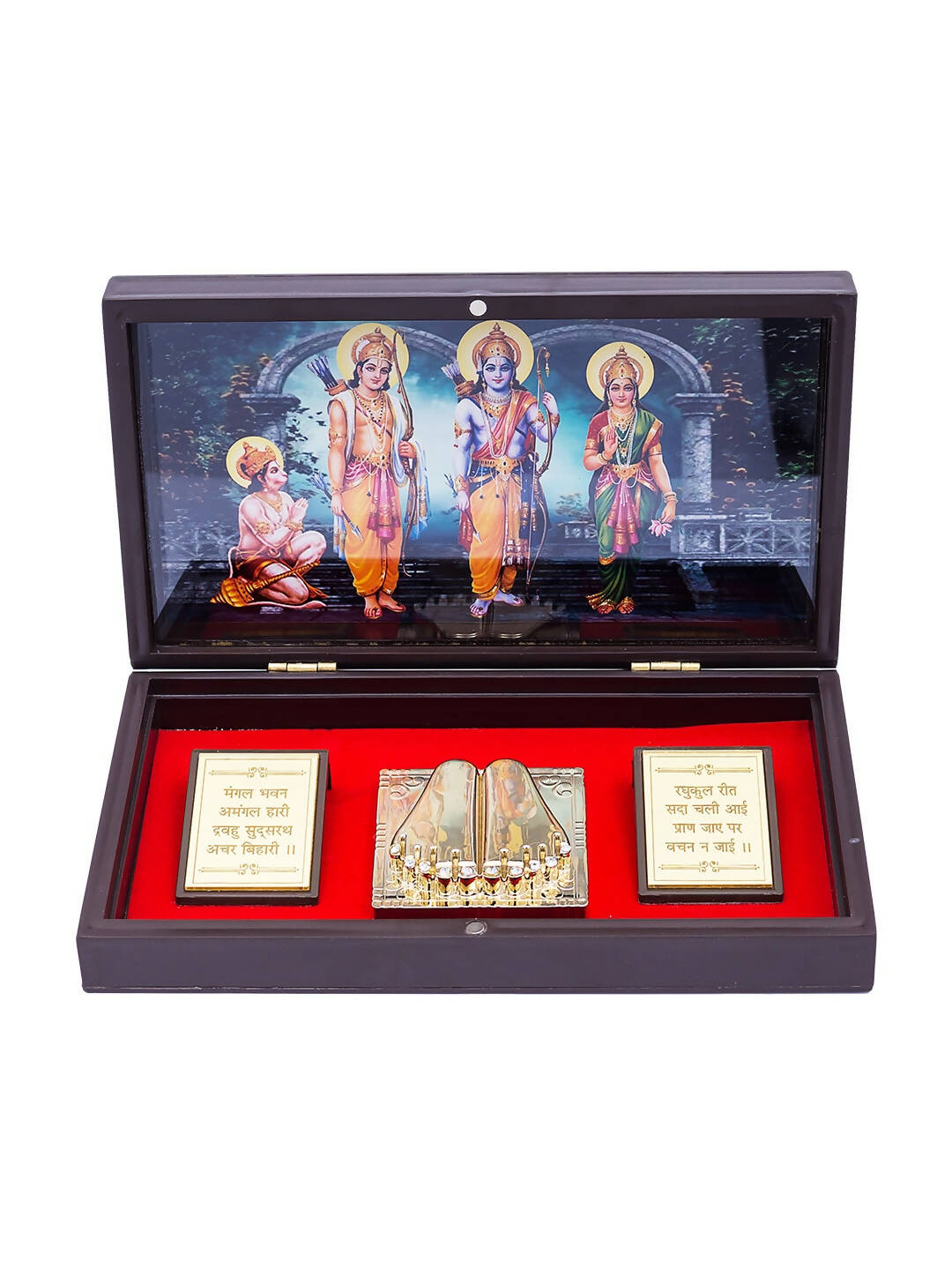 Golden Peacock 24 Ct Gold-Polished & Brown Ram Darbaar Pooja Box | Grocsy