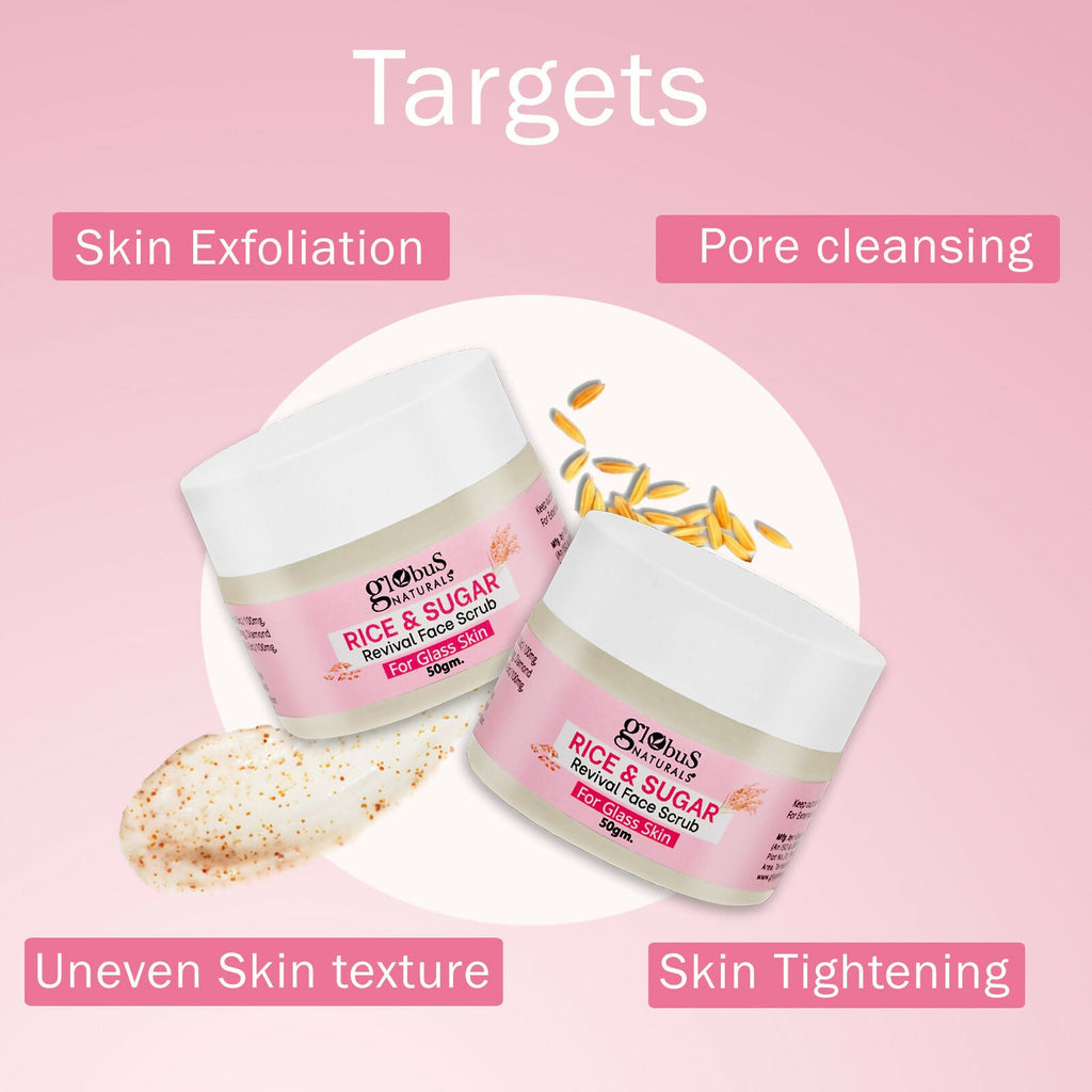 Globus Naturals Rice & Sugar Revival Face Scrub, For Korean Glass Skin | Grocsy