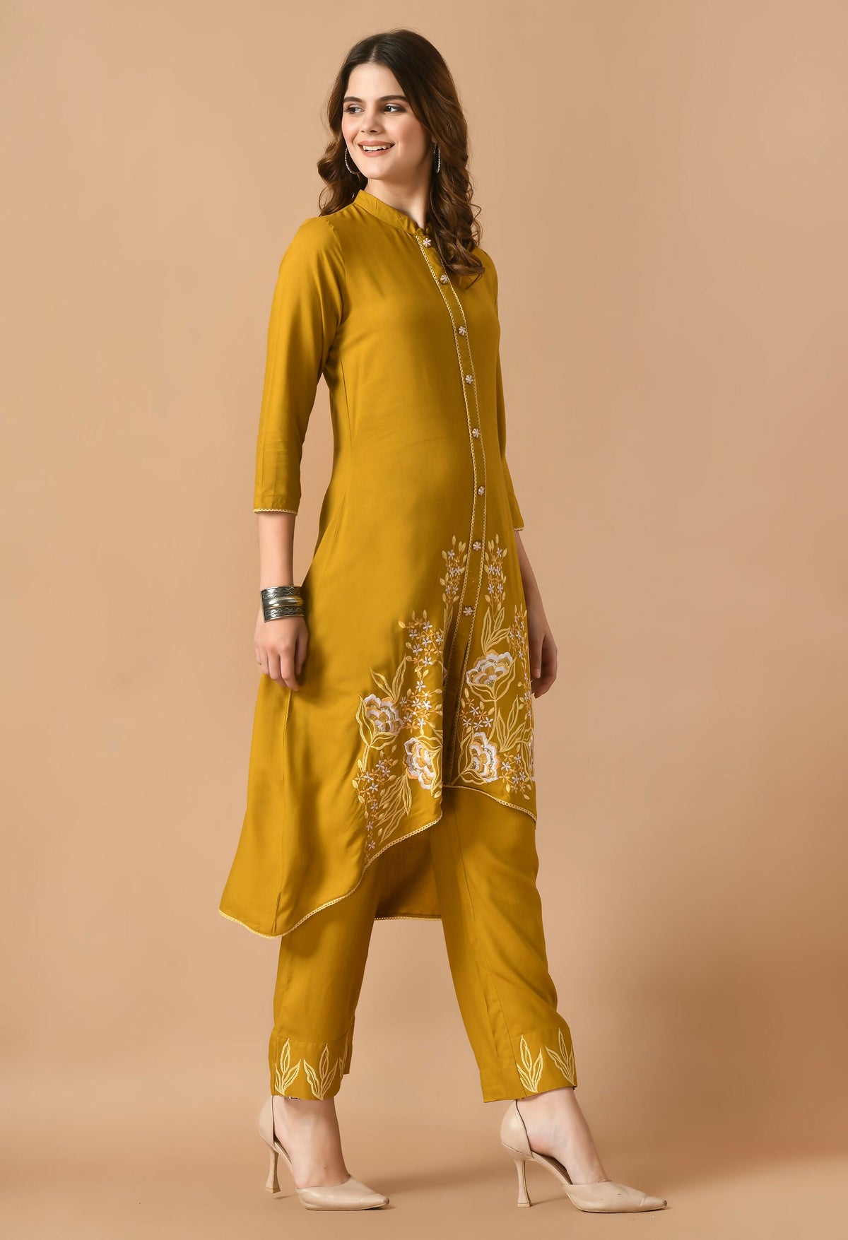 Joban Fashion Mustard Cotton Rayon Kurta Set | Grocsy