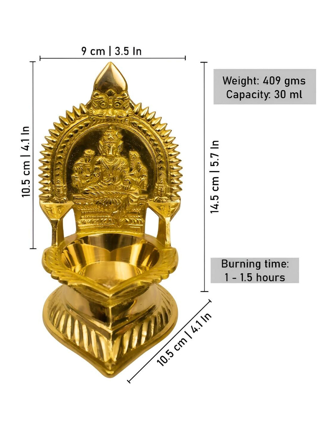 Spillbox Gold-Toned Brass Varagi Amman Diya Pooja Essential | Grocsy