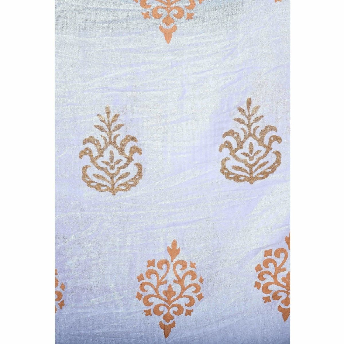 A R Silk Women's Gold Flowers Print Silk White Dupattas and Chunnis | Grocsy