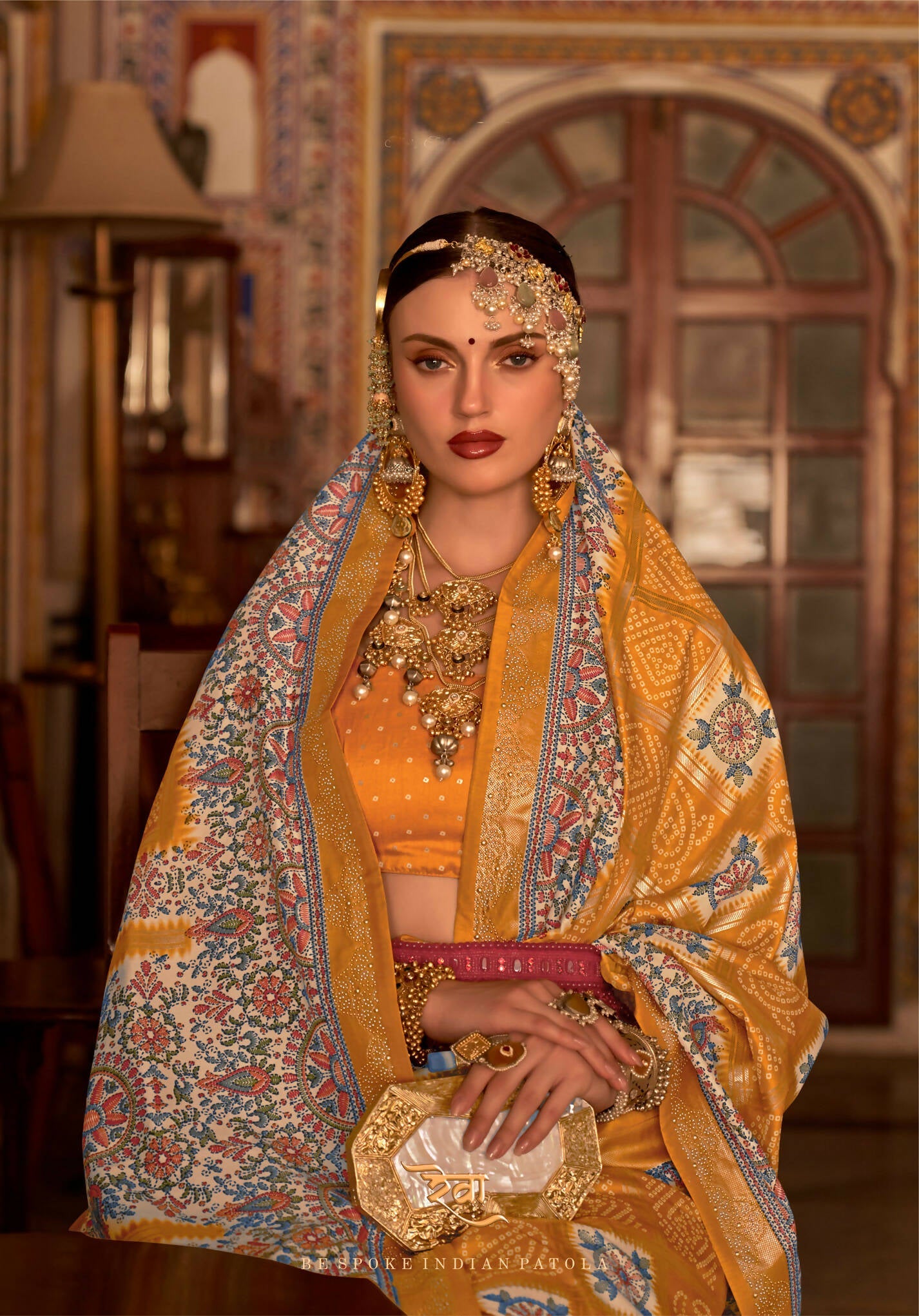 Hot Mustard P V Silk Digital Print, Zari Work Printed Saree - Rewaa Parampara | Grocsy