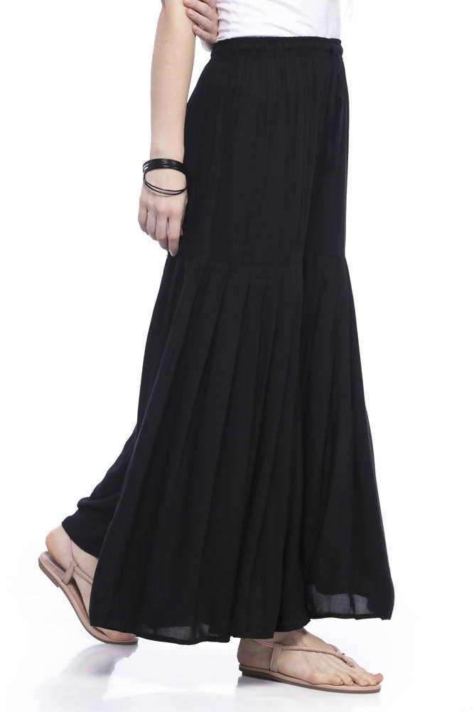Mominos Fashion Cotton Black Palazzo For Girls | Grocsy